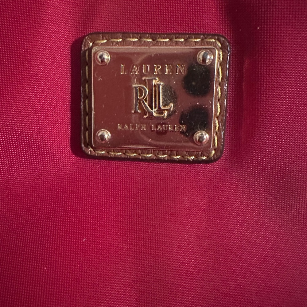 Ralph Lauren Red Leather Bag with Embossed Logo
